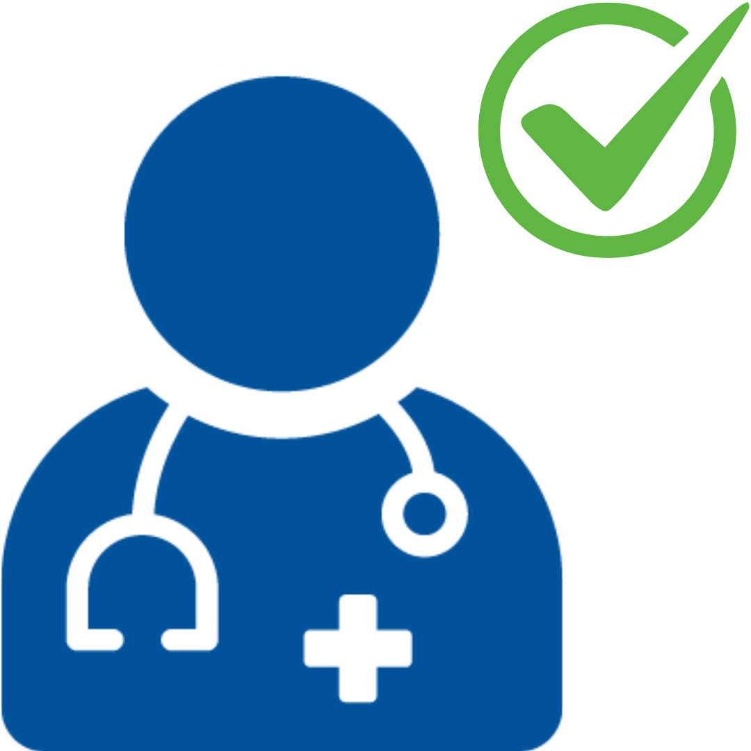 Doctor icon with a checkmark