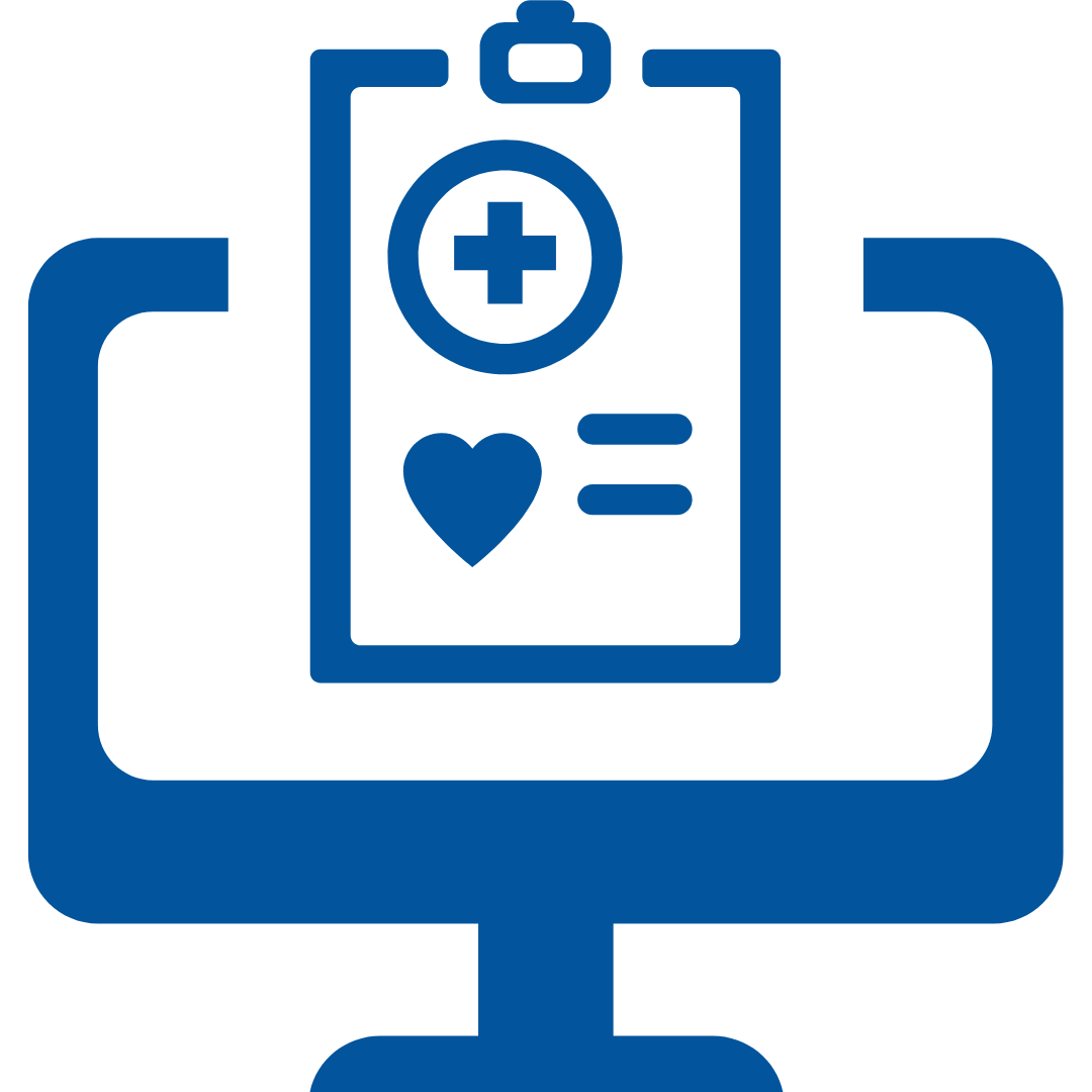 Computer Icon with clipboard and medical icons