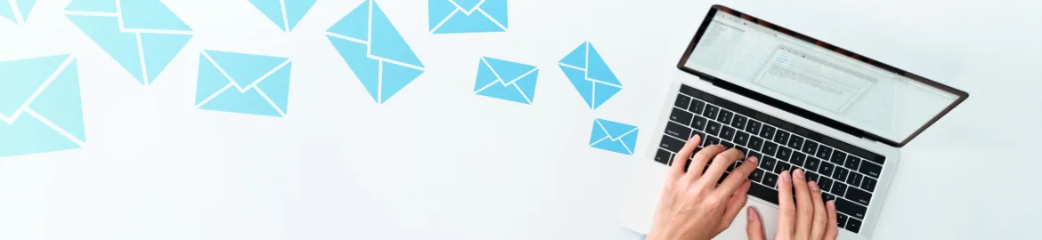 Envelope images coming from someone typing on a  computer