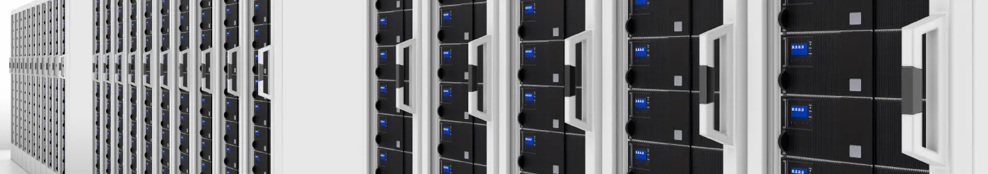Picture of a row of computer servers.