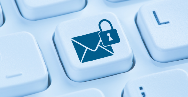 Secure email icon on a computer keyboard—ideal visual for promoting SMIME certificates used in HIPAA-compliant healthcare environments. Perfect for showcasing PKI-based encryption and digital signature solutions for protecting patient data.