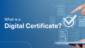 Finger pointing at digital certificates with words what is a digital certificate