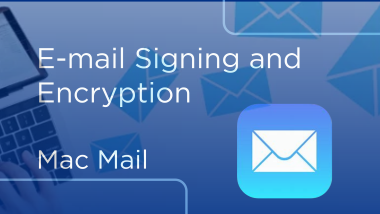 Email Signing and Encryption - Mac Mail. Person typing on computer with letter images flowing out of computer.