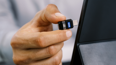 Worker holding HID USB hardware token